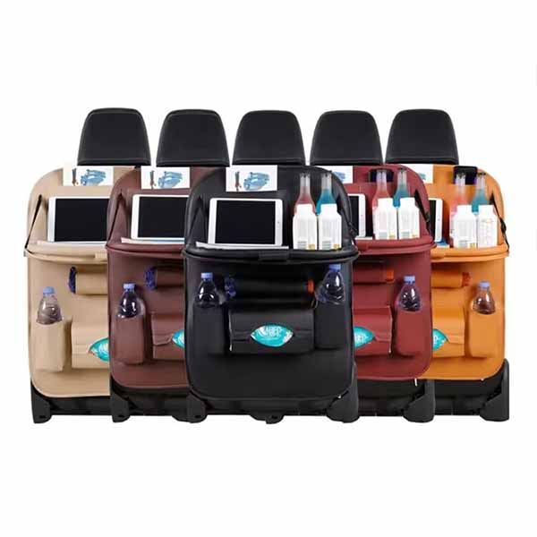 Customised Car Back Seat Pocket Auto Pu Leather Backseat Organizer With Tray