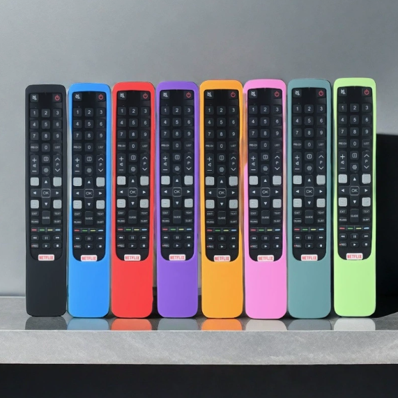 For TCL RC802N Foreign Trade Edition Remote Control Silicone Protective Cover Thickened Leather Pattern Drop-resistant Luminous Color