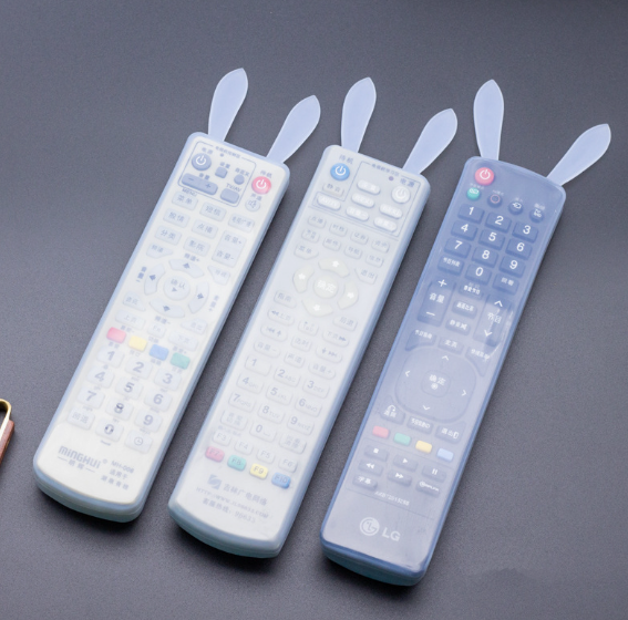 Universal Remote Control Cute Rabbit Ear Silicone Protective Cover, High-Definition Transparent, Glow-In-The-Dark, High Elasticity, High Transparency, Anti-Drop