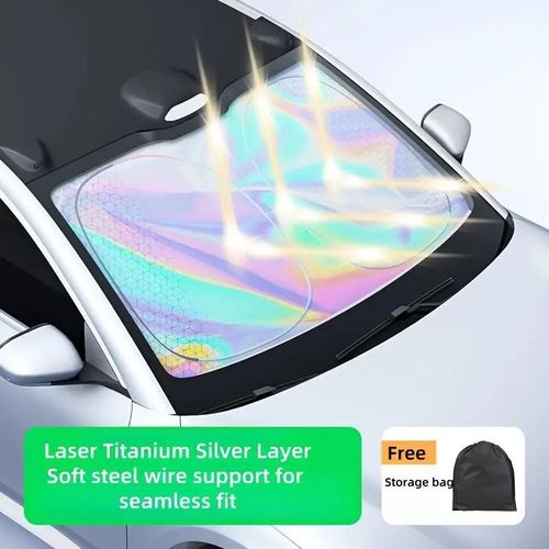 1-pack car laser sun visor, laser + titanium silver + diamond four-layer physical material strong sun protection