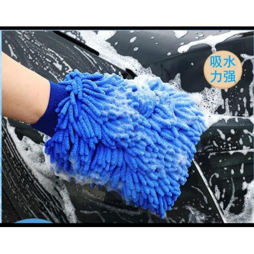 Double-sided Gloves Premium Chenille Microfiber Car Wash for Optimal Blue