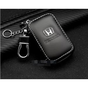 Zipper Leather Key Case Holder, Leather Key Wallet, Key Cover Holder HONDA