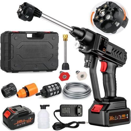 Mythco Cordless Portable 300W Pressure Washer, 6 in 1 Nozzle, 10-cell Battery