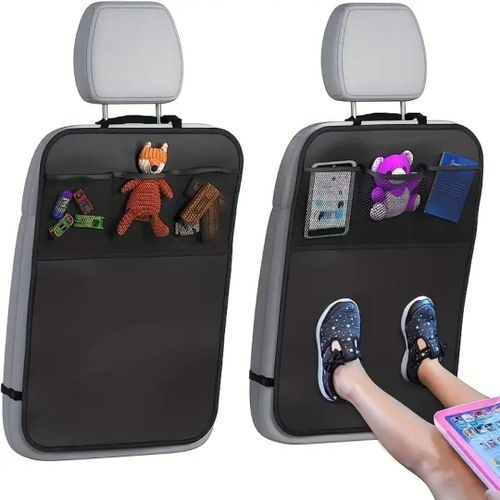 Car back seat kickmat with storage compartments