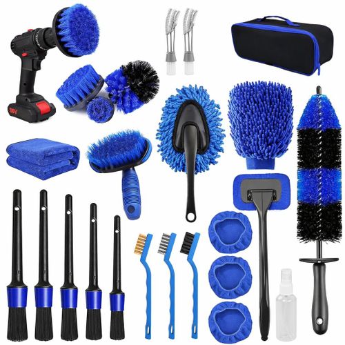 25-Piece Car Detailing Kit Electric Drill Brush Head Cleaning Set for Car Washing, Polishing & Home Use
